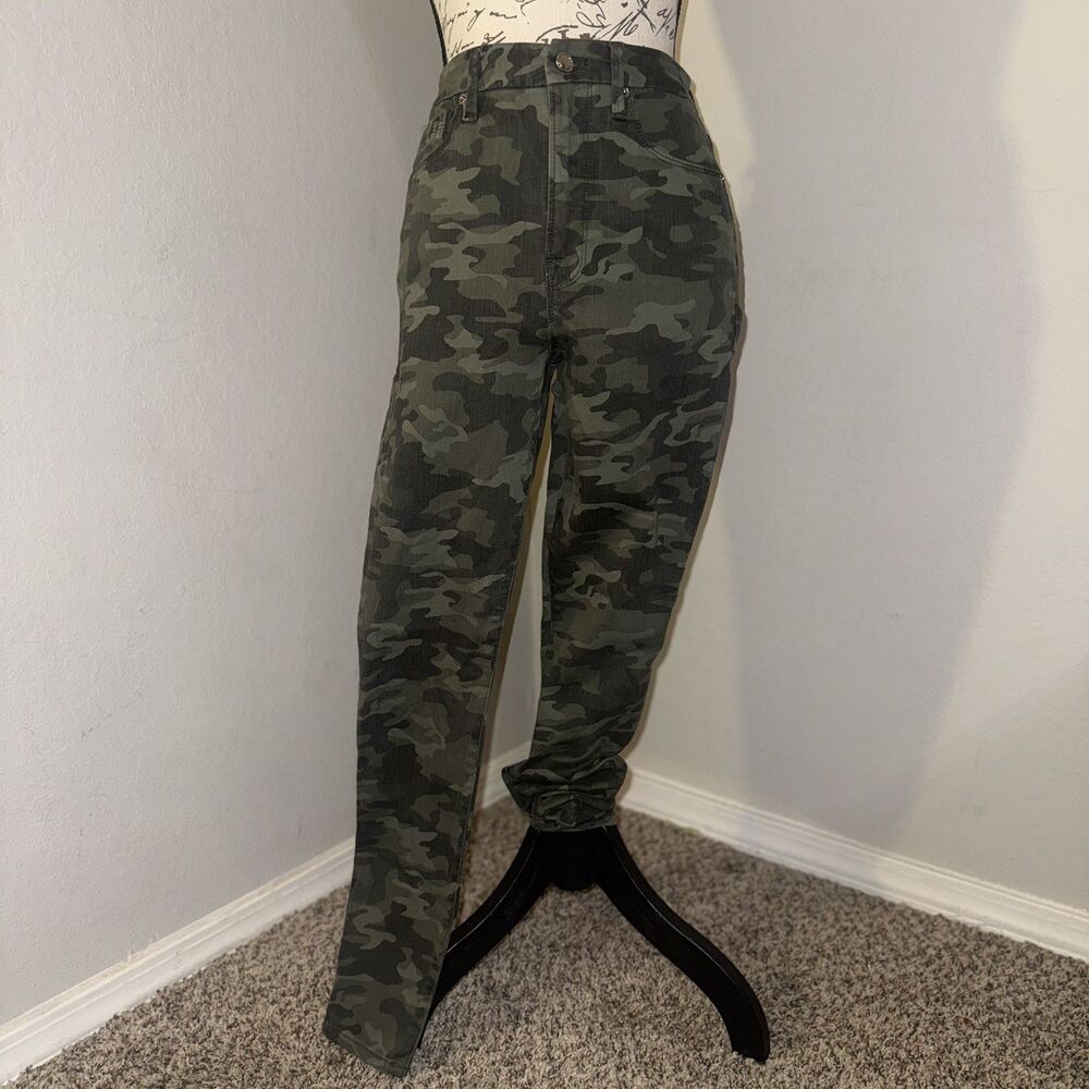Good American Camouflage Camo Good Waist Skinny Jeans Printed Green 6 28